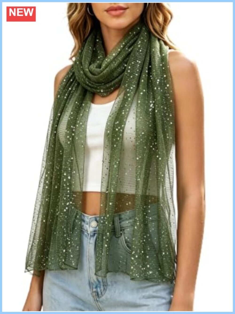 Sequin Mesh Neck Scarf Glitter Headscarf Sparkling Shawl Wrap